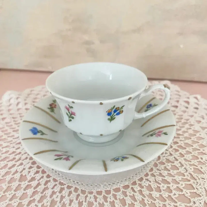 [BUNJANG] German Vintage Hand-Painted Espresso Cup and Saucer Set / 독일 빈티지 핸드페인팅 에소잔 세트