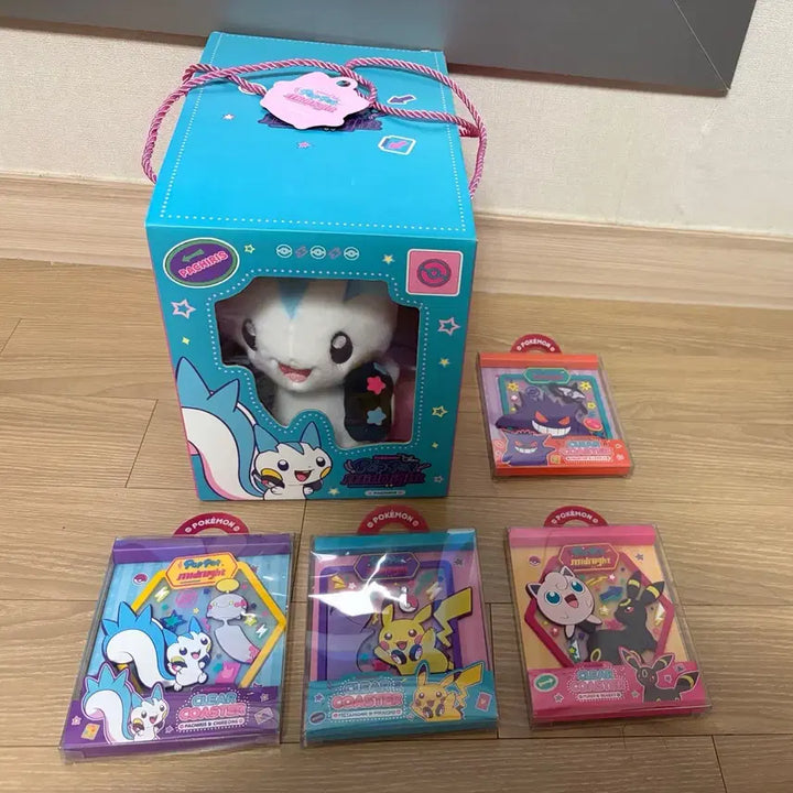 [BUNJANG] Pokemon Pop-Up Midnight Pachirisu Plush &amp; Clear Coaster Set Bundle / 포켓몬팝팝미드나잇 파치리스인형&amp;클리어코스터4종세트일괄로 판매해요~