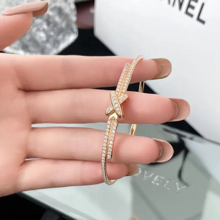 [BUNJANG] Chaumet Liens Collection Full Diamond 18K Rose Gold Bracelet / 쇼메 리앙 라인 전체다이아 18K 로즈골드 팔찌 17호