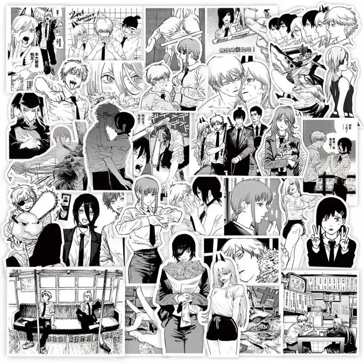 [BUNJANG] Chainsaw Man Monochrome Sticker Pack (65 Pieces) / 체인소맨 흑백 스티커팩 65p 비공굿