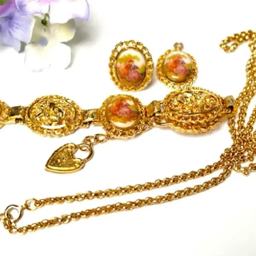 [BUNJANG] Limoges Porcelain Lover Motif Jewelry Set / 프랑스 리모지 연인 주얼리