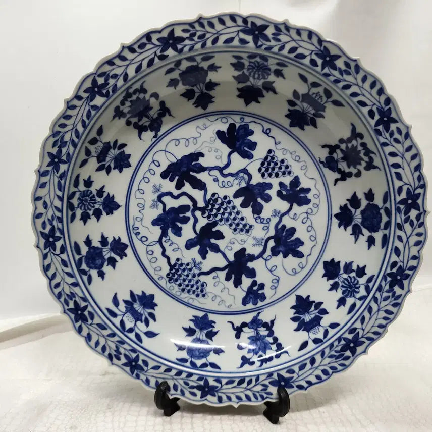 [BUNJANG] Blue and White Porcelain Large Serving Platter / 청화백자 중국도자기 큰그릇 대반 접시