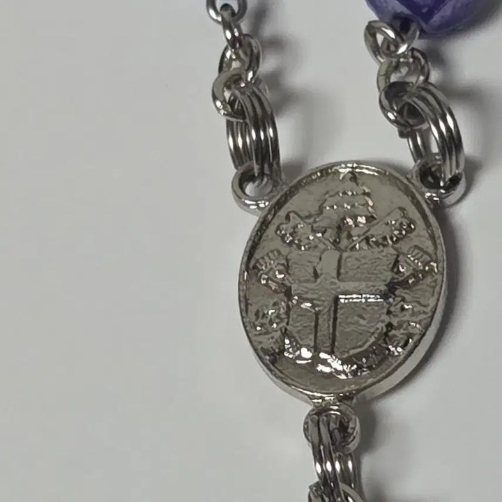 [BUNJANG] Italian Antique Purple Rose Rosary / 이탈리아 앤틱 보라색 장미 십자가 묵주 앤틱 묵주