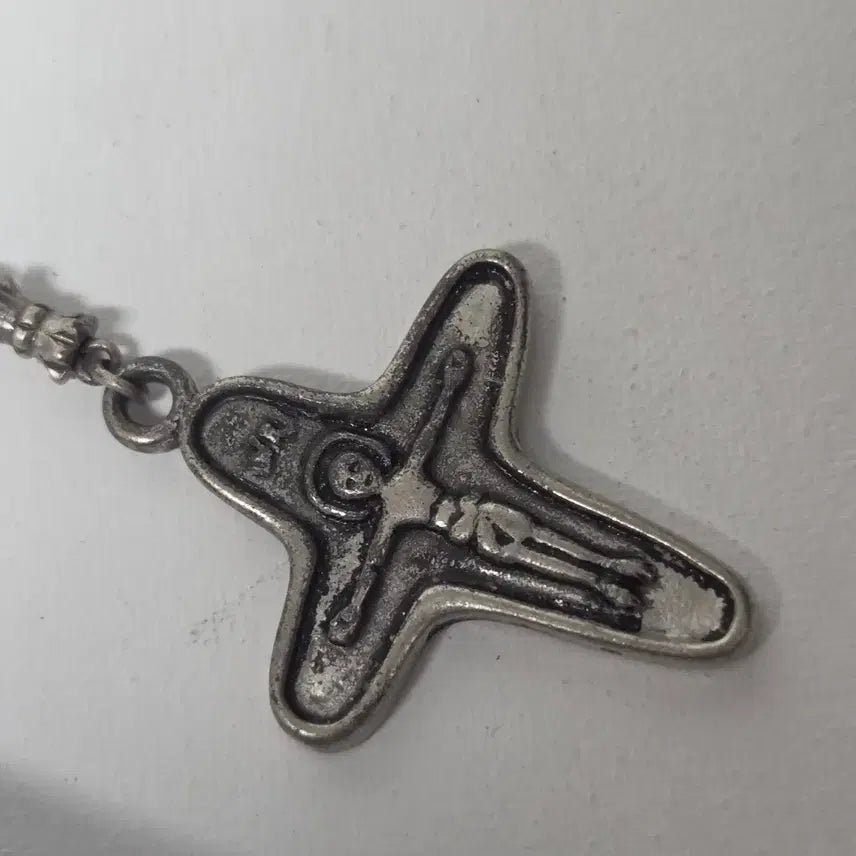 [BUNJANG] Antique Italian Catholic Rosary with Blue Beads and St. Mary Symbol Cross / 앤틱 이탈리아 가톨릭 묵주 하늘색 성모마리아 상징 십자가