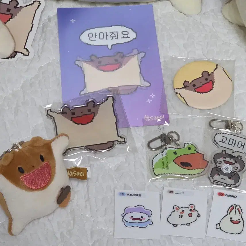 [BUNJANG] Bundled Goods Plush Doll, Charm, Grip Tok, Keyrings, Pin Badge, Sticker, Lenticular Postcard Set / 부드라미 안아줘요 인형, 특전 굿즈 일괄