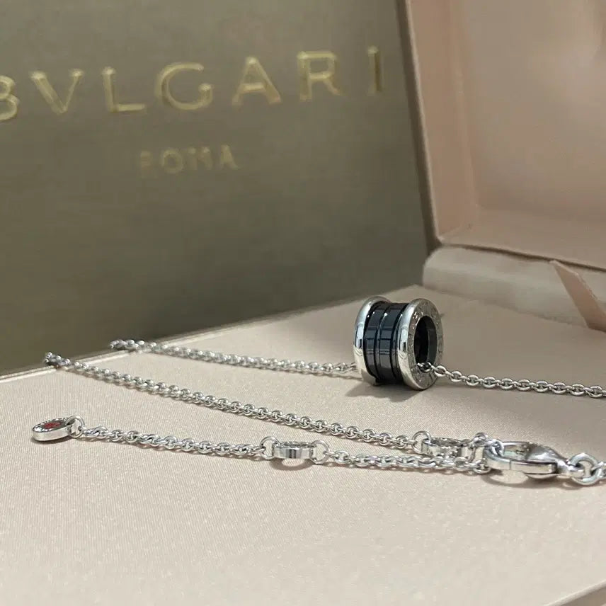 [BUNJANG] Bvlgari 925 Silver Black Ceramic Save the Children Unisex Necklace with Box Set / 불가리 925 실버 세라믹 목걸이 남녀공용 커플목걸이 박스풀세트