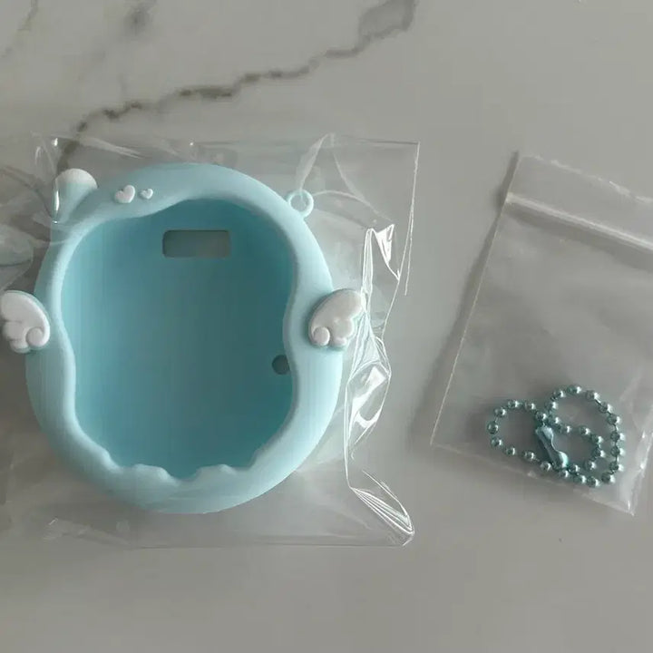 [BUNJANG] Tamagotchi Uni Angel Wing Case Set Blue with Strap / [새상품 일괄] 다마고치 유니 케이스 엔젤윙 블루 천사 군번줄 포함