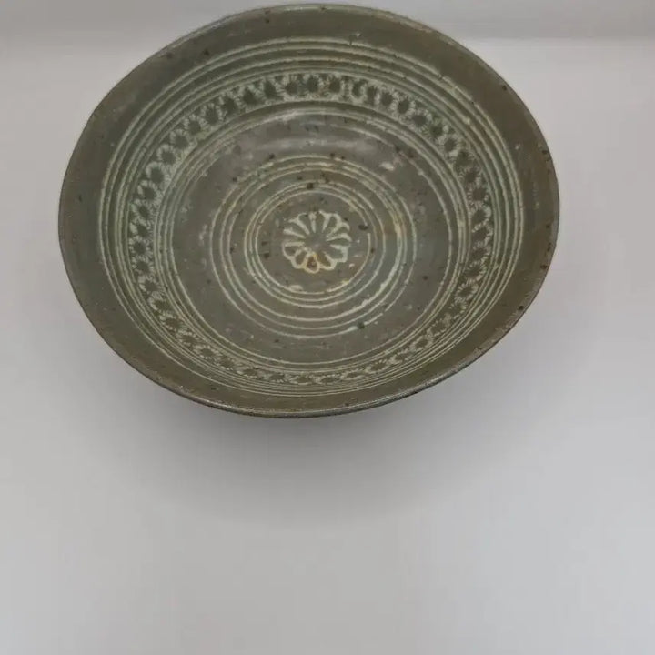 [BUNJANG] Antique Buncheong Ware Inhwa (Incised) Bowl / 골동품 분청자 인화문 발