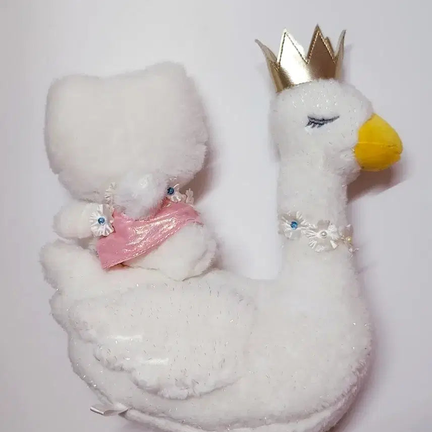 [BUNJANG] Sanrio Swan Kitty Plush Strap 1999 Vintage / 택포) 고전 빈티지 1999년 산리오 백조 스완 키티 인형 스트랩