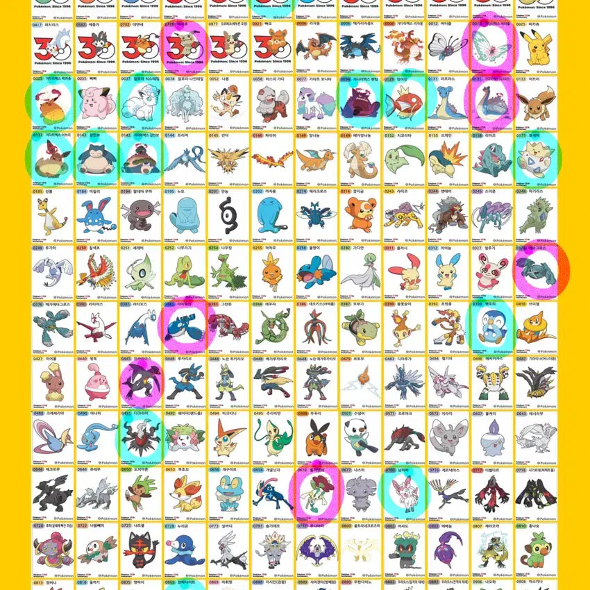 [BUNJANG] Pokemon 30th Anniversary Snorlax Sticker Seal (Set of 3) / 포켓몬 띠부씰 !로고따라큐/메타그로스/가이오가/한카리아스/거다이맥스 라프라스, 버터플!
