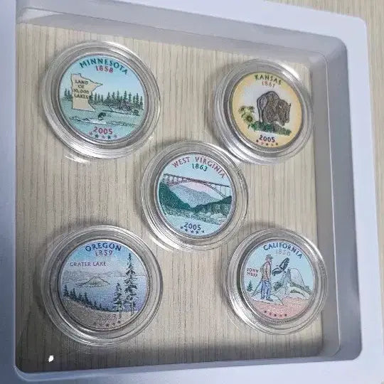 [BUNJANG] 2005 US State Quarters 5-Coin Set (Minnesota, Kansas, Oregon, West Virginia, California) / 미국 주화 5종 세트 2005년 (미네소타, 캔자스, 오리건, 웨스트버지