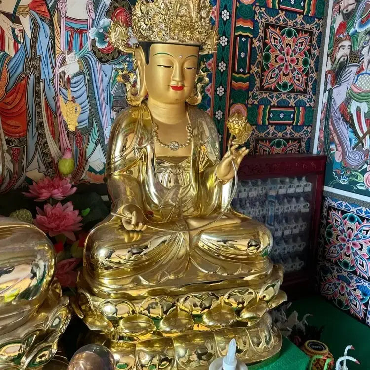 [BUNJANG] Set of 4 Golden Buddhist Statues for Shrines and Altars (Discounted Due to Flaw) / [일괄/무속] 신당 법당용 금색 불상 세트 (하자가만 가격)