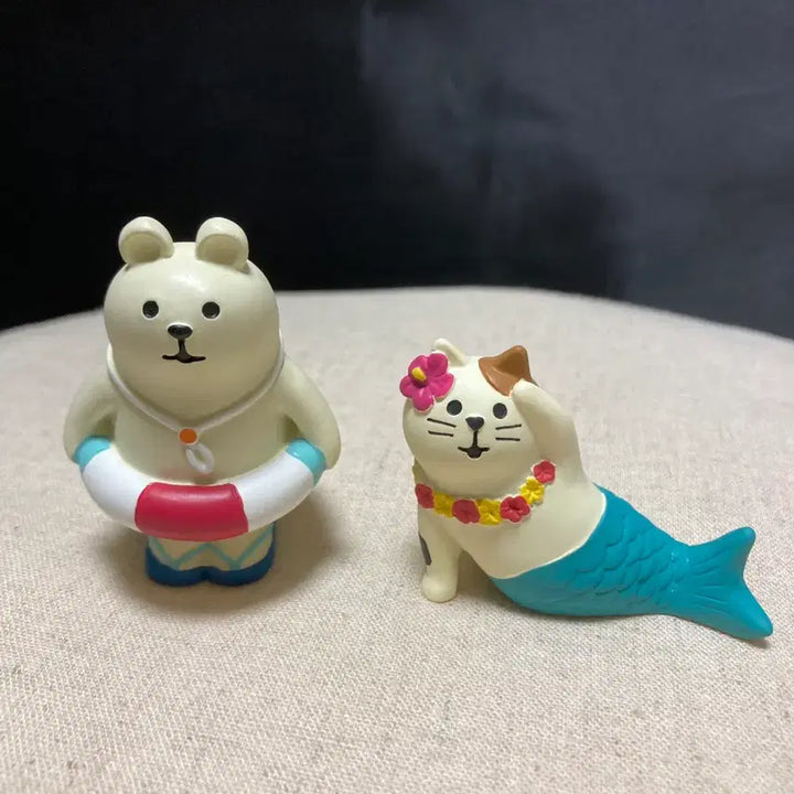 [BUNJANG] Decole Polar Bear Tube &amp; Calico Cat Mermaid Figures / 데꼴 백곰 튜브 + 삼색고양이 인어