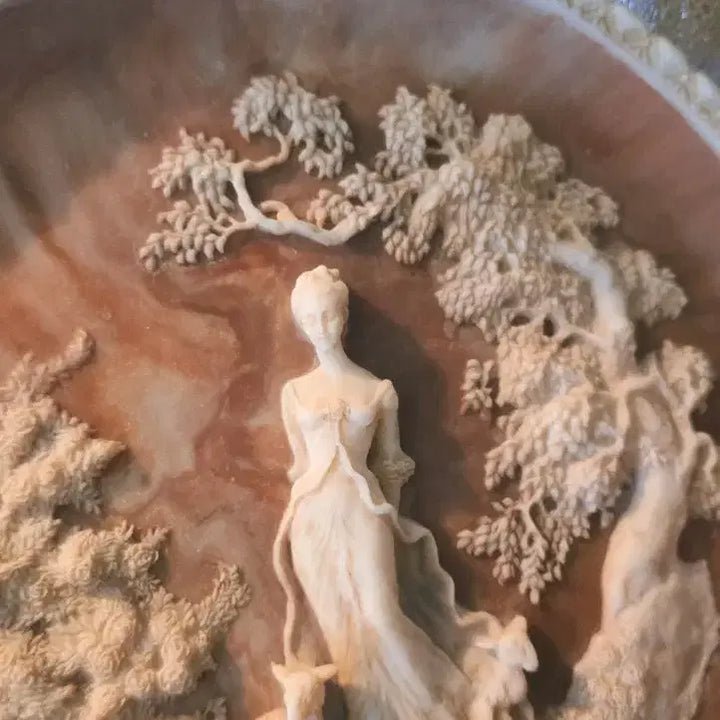 [BUNJANG] Incolay Studios "She Walks in Beauty" Cameo Decorative Plate / 미국 캘리포니아 인콜레이 스톤 까메오장식접시