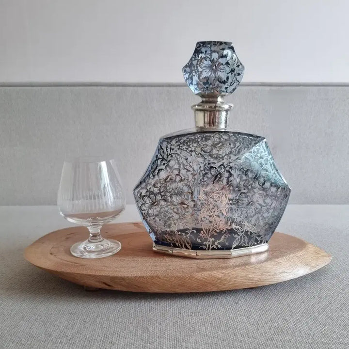 [BUNJANG] Antique Sterling Silver Overlay Crystal Decanter / [할인상품]앤틱 스털링 실버 오버레이 크리스탈 디캔더