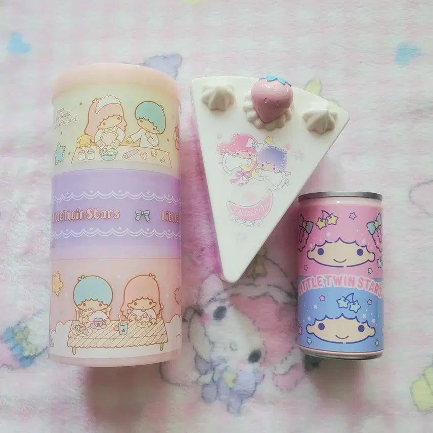 [BUNJANG] Vintage Sanrio Little Twin Stars Stackable Lunch Box &amp; Cake Storage Case / 고전 산리오 리틀트윈스타 케이스 케이크 도시락통 소품함 캔