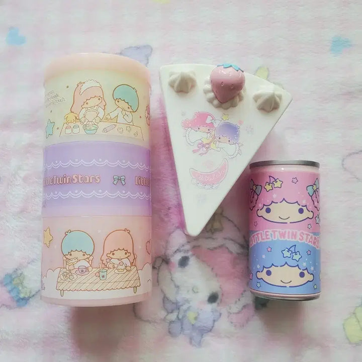 [BUNJANG] Vintage Sanrio Little Twin Stars Stackable Lunch Box &amp; Cake Storage Case / 고전 산리오 리틀트윈스타 케이스 케이크 도시락통 소품함 캔