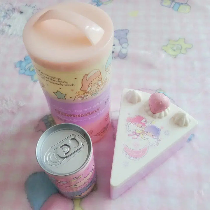 [BUNJANG] Vintage Sanrio Little Twin Stars Stackable Lunch Box &amp; Cake Storage Case / 고전 산리오 리틀트윈스타 케이스 케이크 도시락통 소품함 캔