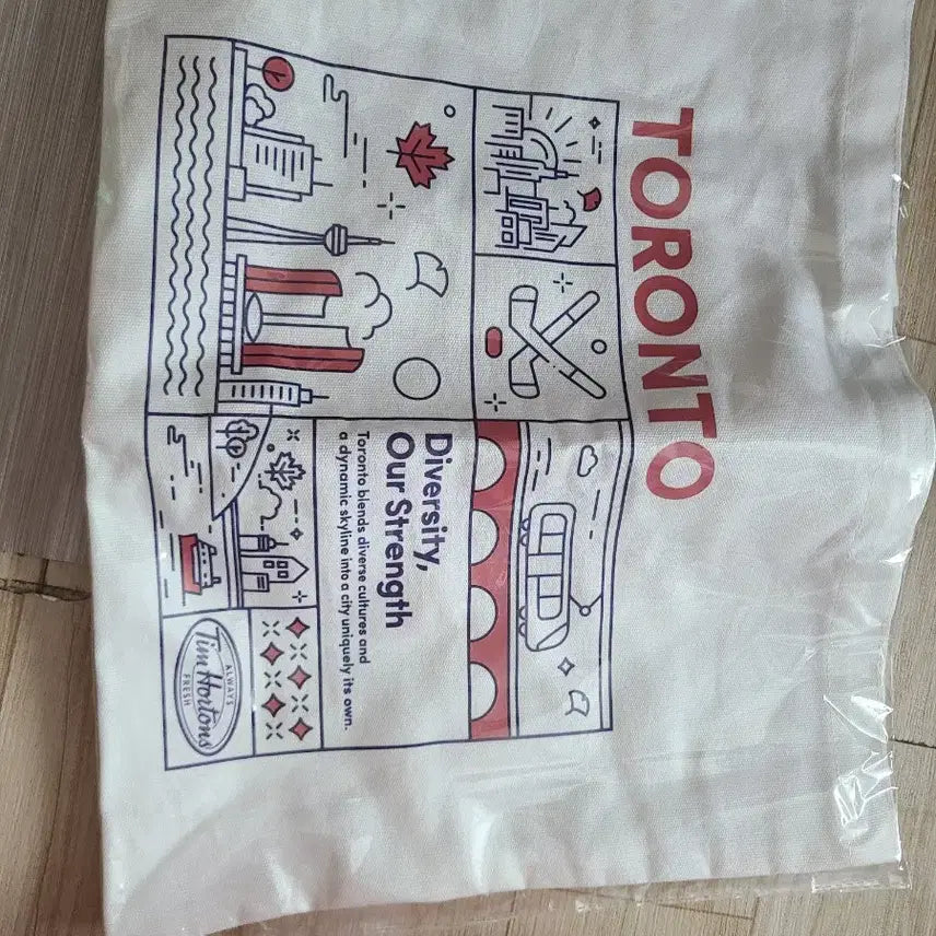 [BUNJANG] Tim Hortons Toronto Tote Bag, Cold Cup Keychain, &amp; Maple Leaf Pin Set / 팀홀튼 토론토 토트백 콜드컵 키링 뱃지