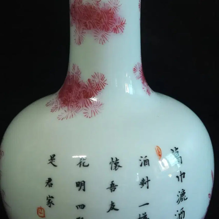 [BUNJANG] Chinese Porcelain Tianqiu Bottle / 중국 도자기 연지홍 천구병