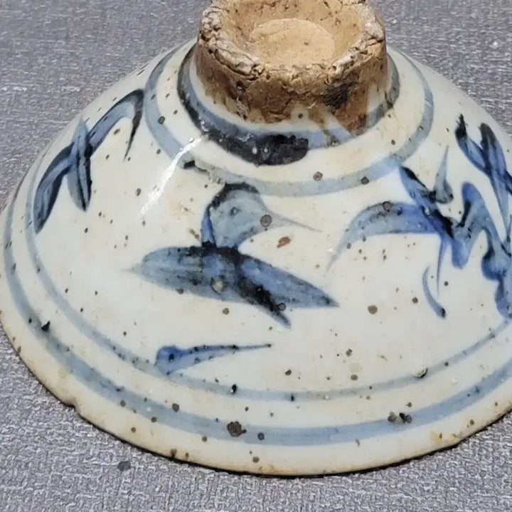 [BUNJANG] White Porcelain Celadon Inlaid Tea Bowl 12cm / 백자 명문다완 12센치 골동품
