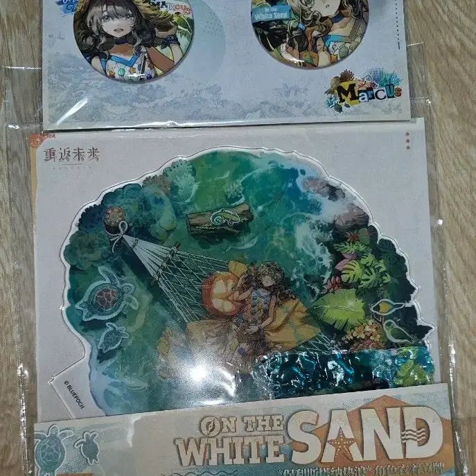 [BUNJANG] Reverse 1999 Marcus Swimsuit Skin Acrylic Stand + Badge Bundle Set / 리버스1999 마커스 수영복 스킨 아크릴스탠드+뱃지세트 일괄