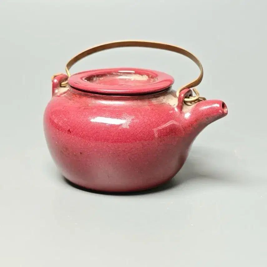 [BUNJANG] Qing Dynasty Celadon Porcelain Hongyou Zisha Teapot / [진품] 청대 홍유 유약 자사호 동제 제량 차호 중국도자기 골동품 수집품