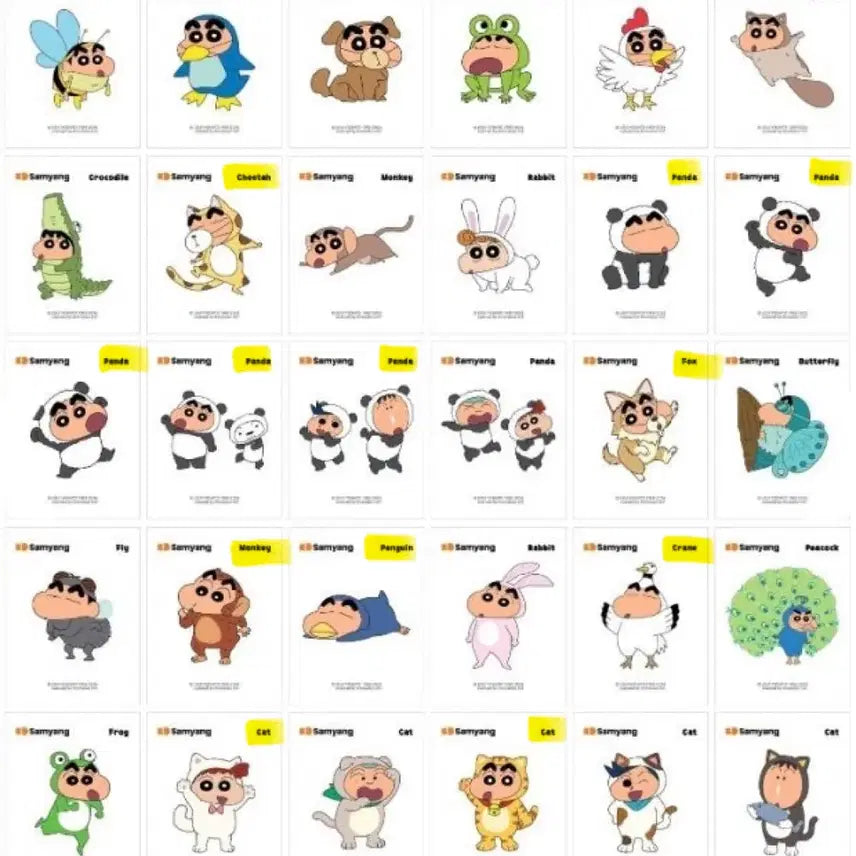 [BUNJANG] Samyang Crayon Shin-chan Animal Series Sticker / 삼양 짱구 띠부띠부씰 동물 시리즈 교환