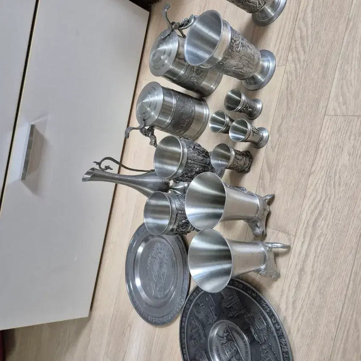 [BUNJANG] Pewter Cups Set (including Trays) / 주석잔