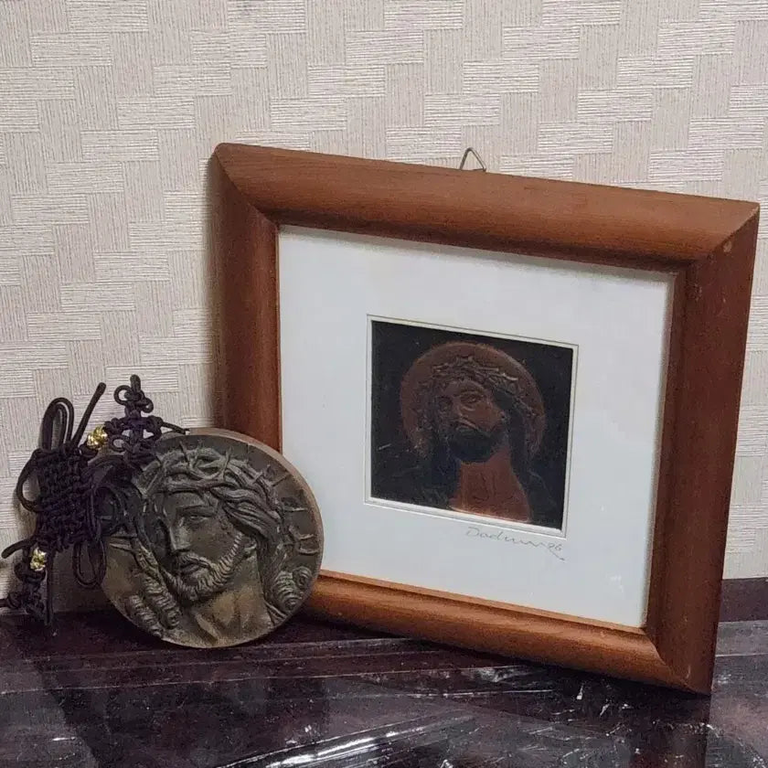 [BUNJANG] Ecce Homo Jesus Wall Plaque and Copper Plate Frame Set / 예수 <이사람을 보라 에케 호모> 벽걸이동판과 순동판 액자