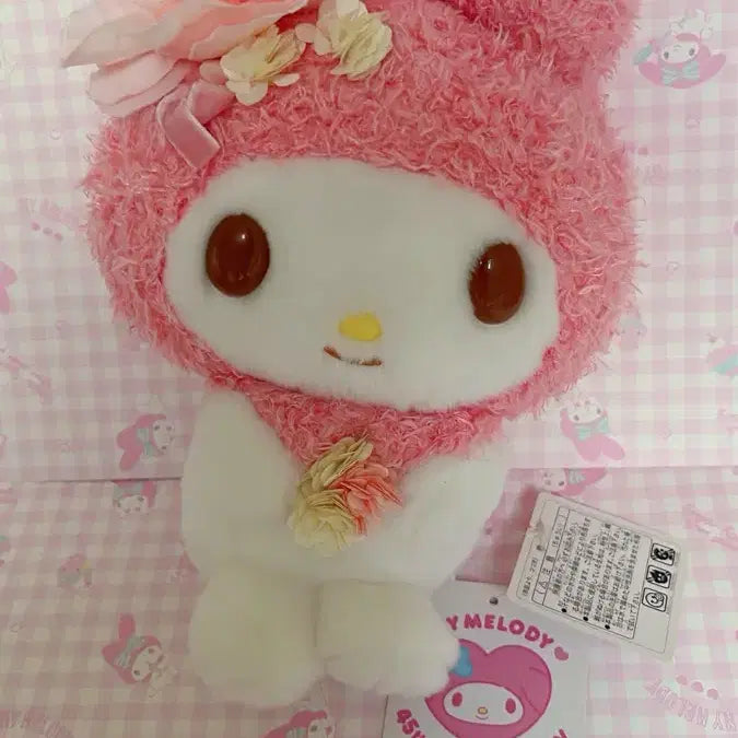 [BUNJANG] Sanrio My Melody 45th Anniversary Flower Plush (2020) / 고전 핑크 마이멜로디 인형 판매