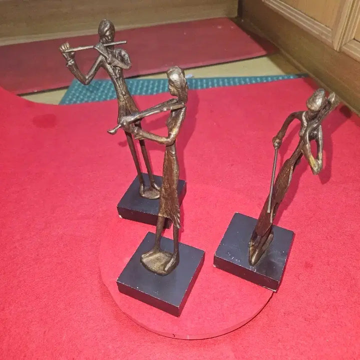 [BUNJANG] Bernard Kim (Kim Beon) Early Original Brass Musician Sculptures (Set of 3) / [초창기 희귀작] 원로 조각가 김번(버나드 킴) 황동 악사 3종 세트
