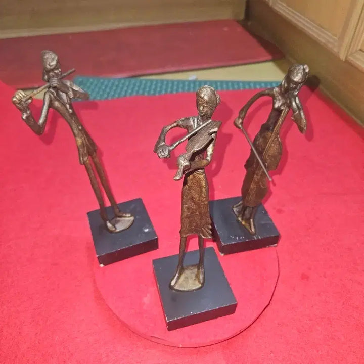 [BUNJANG] Bernard Kim (Kim Beon) Early Original Brass Musician Sculptures (Set of 3) / [초창기 희귀작] 원로 조각가 김번(버나드 킴) 황동 악사 3종 세트