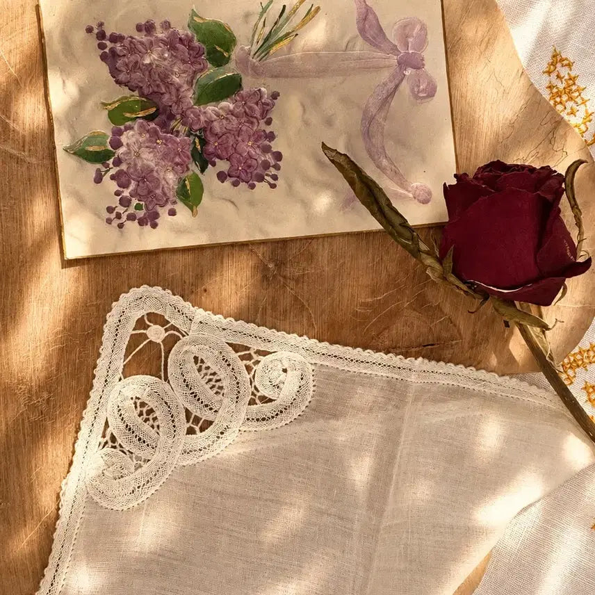 [BUNJANG] Linen Lace Hankerchief / 린넨레이스 행키 퓨어한 화이트 손수건