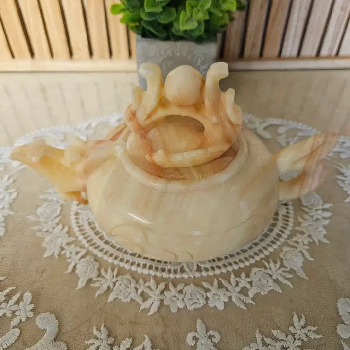 [BUNJANG] Natural Onyx Jade Stone Dragon Carving Teapot / [희귀/실사용가능] 천연 오닉스 옥돌 용 조각 다도 주전자