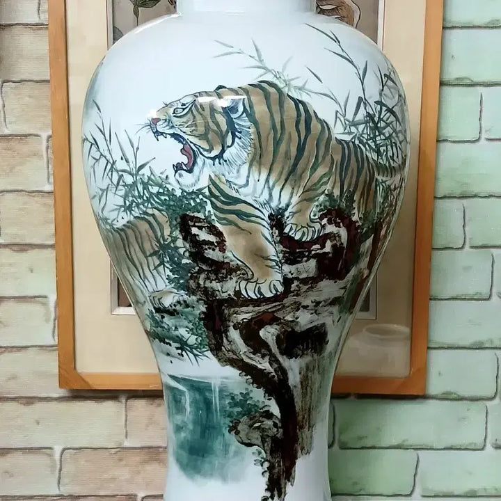 [BUNJANG] Large Tiger Painting Celadon Vase 59cm / 대형호랑이그림 매병도자기 화병. 59cm