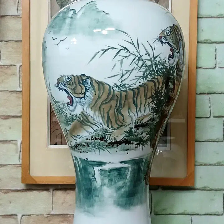 [BUNJANG] Large Tiger Painting Celadon Vase 59cm / 대형호랑이그림 매병도자기 화병. 59cm