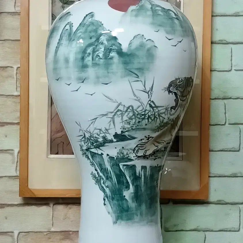[BUNJANG] Large Tiger Painting Celadon Vase 59cm / 대형호랑이그림 매병도자기 화병. 59cm