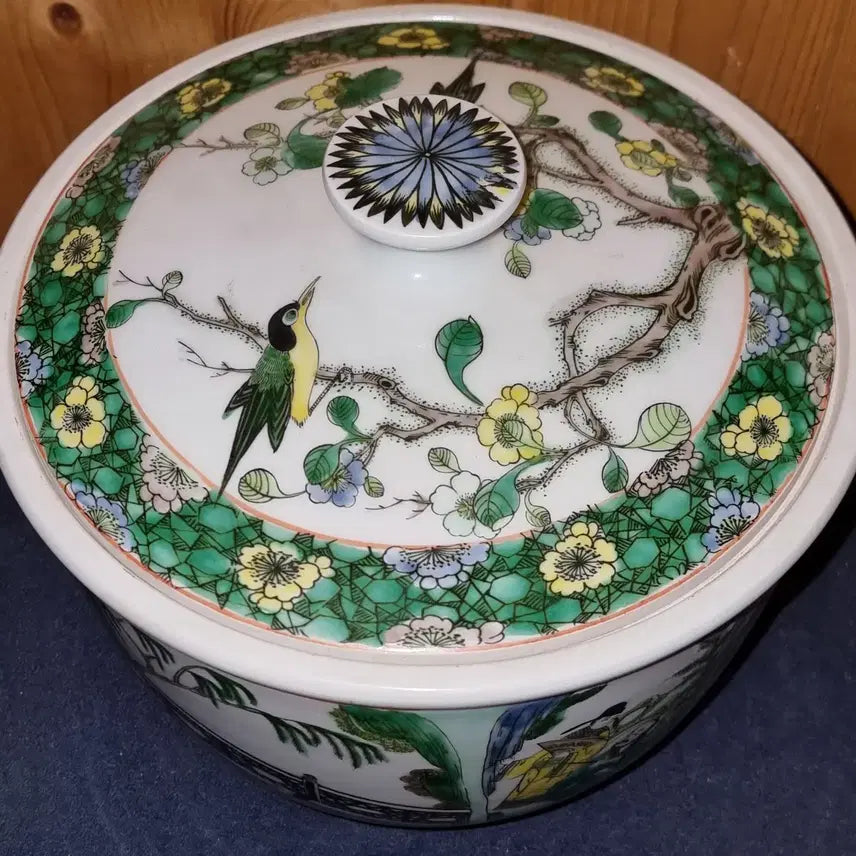 [BUNJANG] Kangxi Period Enamel Figure Large Porcelain Jar / 강희년제 분채 영인문 대형합 높이23 지24.5 중국도자기 고도자 골통품