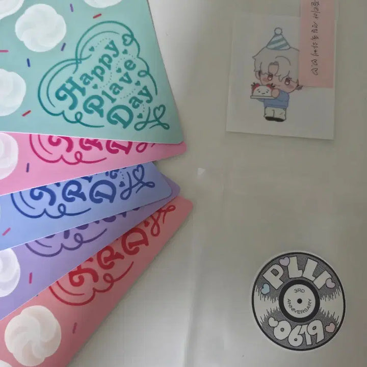 [BUNJANG] PLAVE Ship Cafe Fortune Cookie Message Sticker Eunho + 2nd Anniversary Cake Postcard Bundle Set / 플레이브 십카페 포춘쿠키 메세지 스티커 은호+2주년 케이크엽서