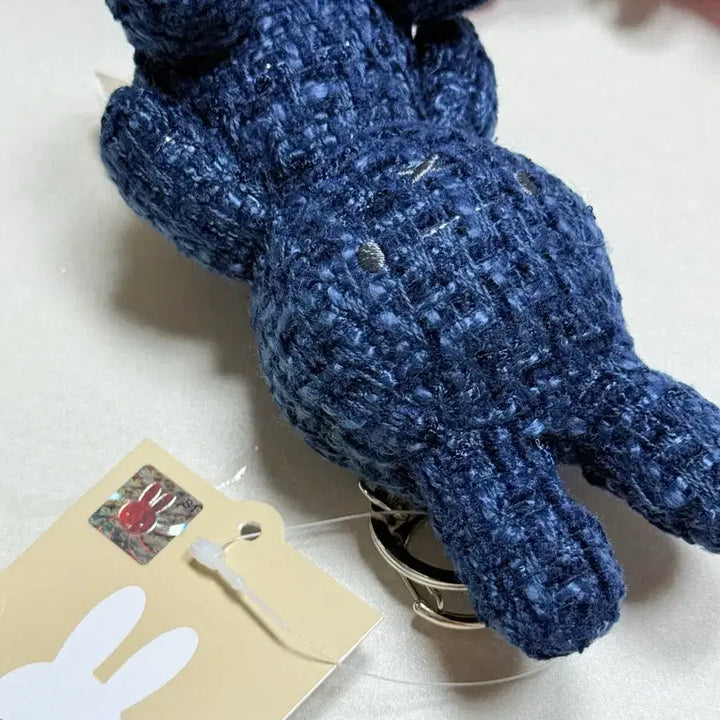 [BUNJANG] Miffy Blue Tweed Keyring Plush Doll / 미피 블루 트위드 키링 인형