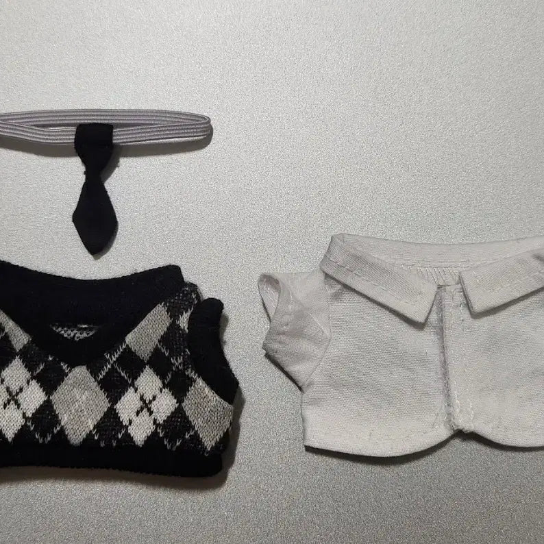 [BUNJANG] 10cm Doll Clothes Campus Look Set (Black) / 10cm 솜인형옷 캠퍼스룩 (블랙)