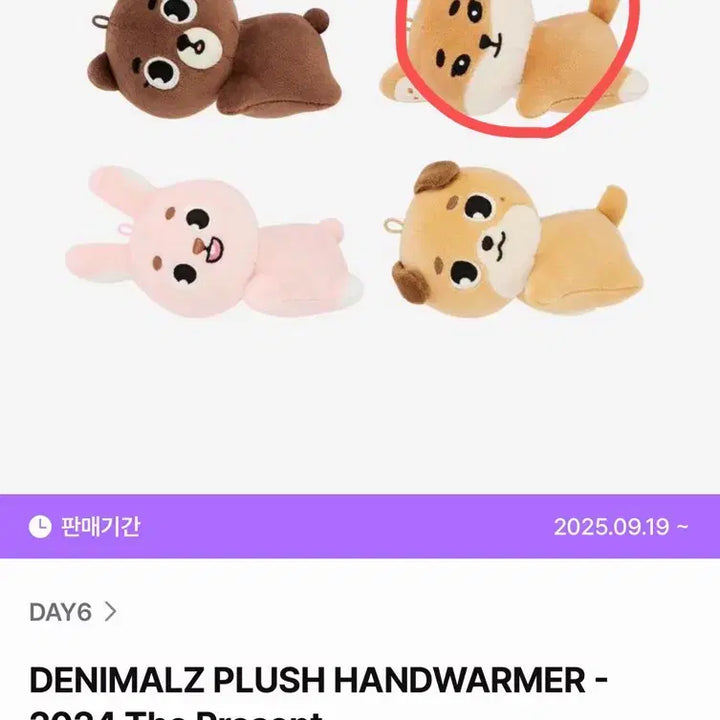 [BUNJANG] DAY6 Denimals Plush Hot Pack Hand Warmer The Present / DAY6 데니멀즈 플러시 핫팩 손난로 2024 The Present 케