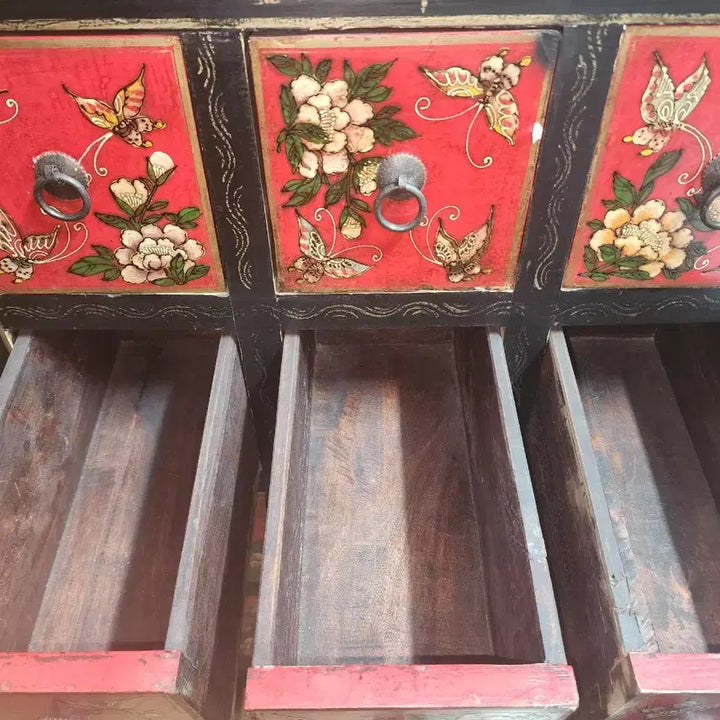 [BUNJANG] Vintage Butterfly Cabinet and Wooden Cabinet Set / 옛날 통나무장