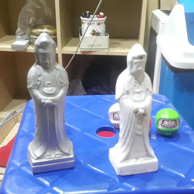 [BUNJANG] Gypsum Kannon Statue (2) &amp; Fukurokuju Figure Set / 석고 관음상 2점 외