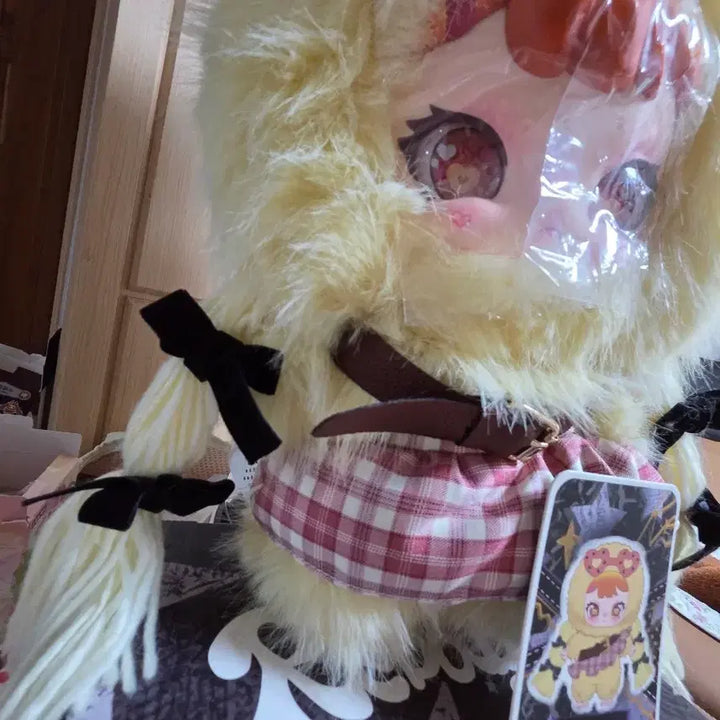 [BUNJANG] Rebaby 400 Yellow Fur Checkered Skirt Doll / 리베이비400
