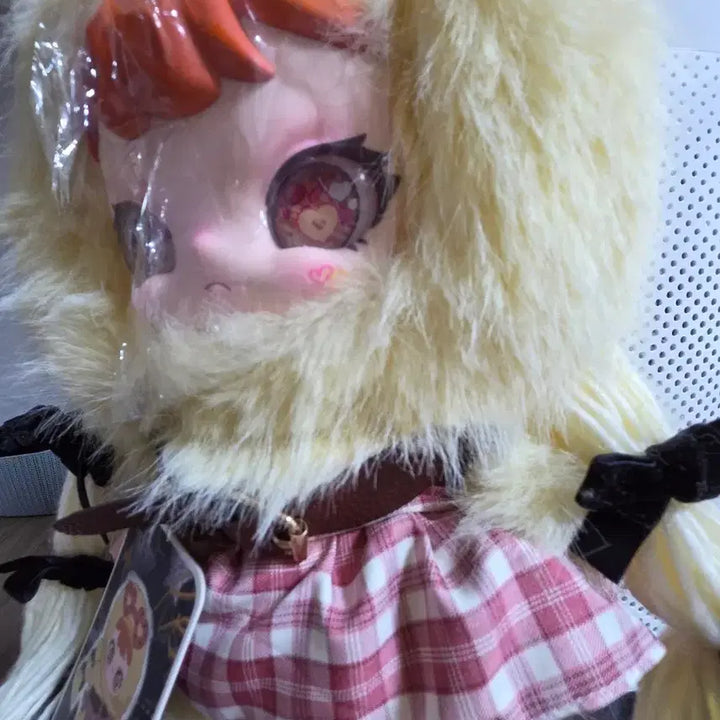 [BUNJANG] Rebaby 400 Yellow Fur Checkered Skirt Doll / 리베이비400