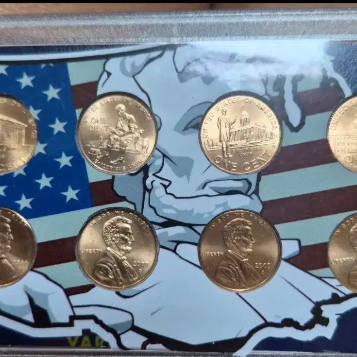 [BUNJANG] 2009 US Lincoln Memorial Copper Penny 3.11g P&amp;D Mint Set / 2009년미국 링컨 기념관  구리페니3,11그램P&amp;D. 민트세트