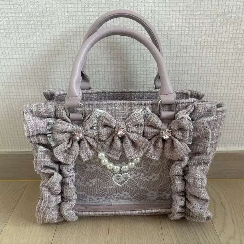 [BUNJANG] Ankruz Tweed Ita Bag Small Pink / 앙크루즈 트위드 이타백 스몰 핑크
