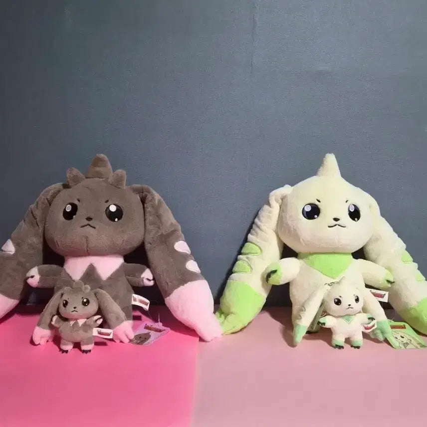 [BUNJANG] Digimon Adventure Lopmon &amp; Terriermon Medium Plush Toy &amp; Keychain Set / 오늘만 할인 / 디지몬 어드벤처 로프몬 테리어몬 중형인형 키링 세트